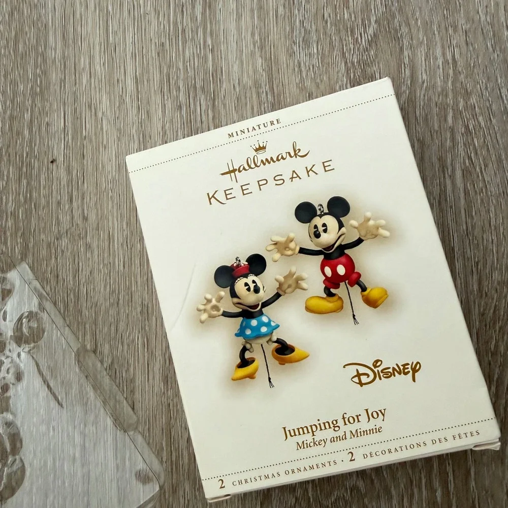 Hallmark Keepsake Disney Jumping for Joy Mickey Minnie Miniature Ornaments 2pc